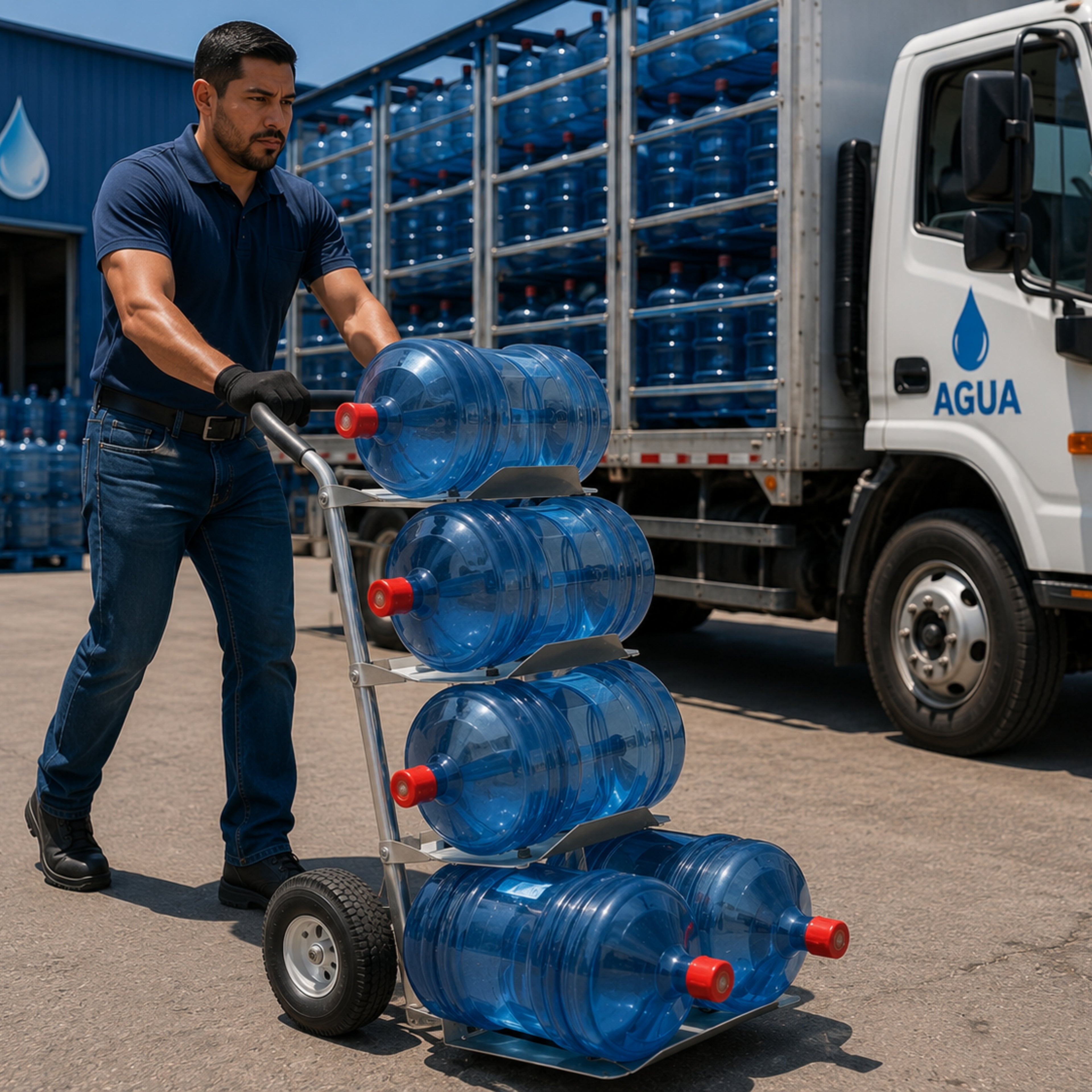 Diablito Magliner para 5 Garrafones con Ruedas Neumáticas de 10"